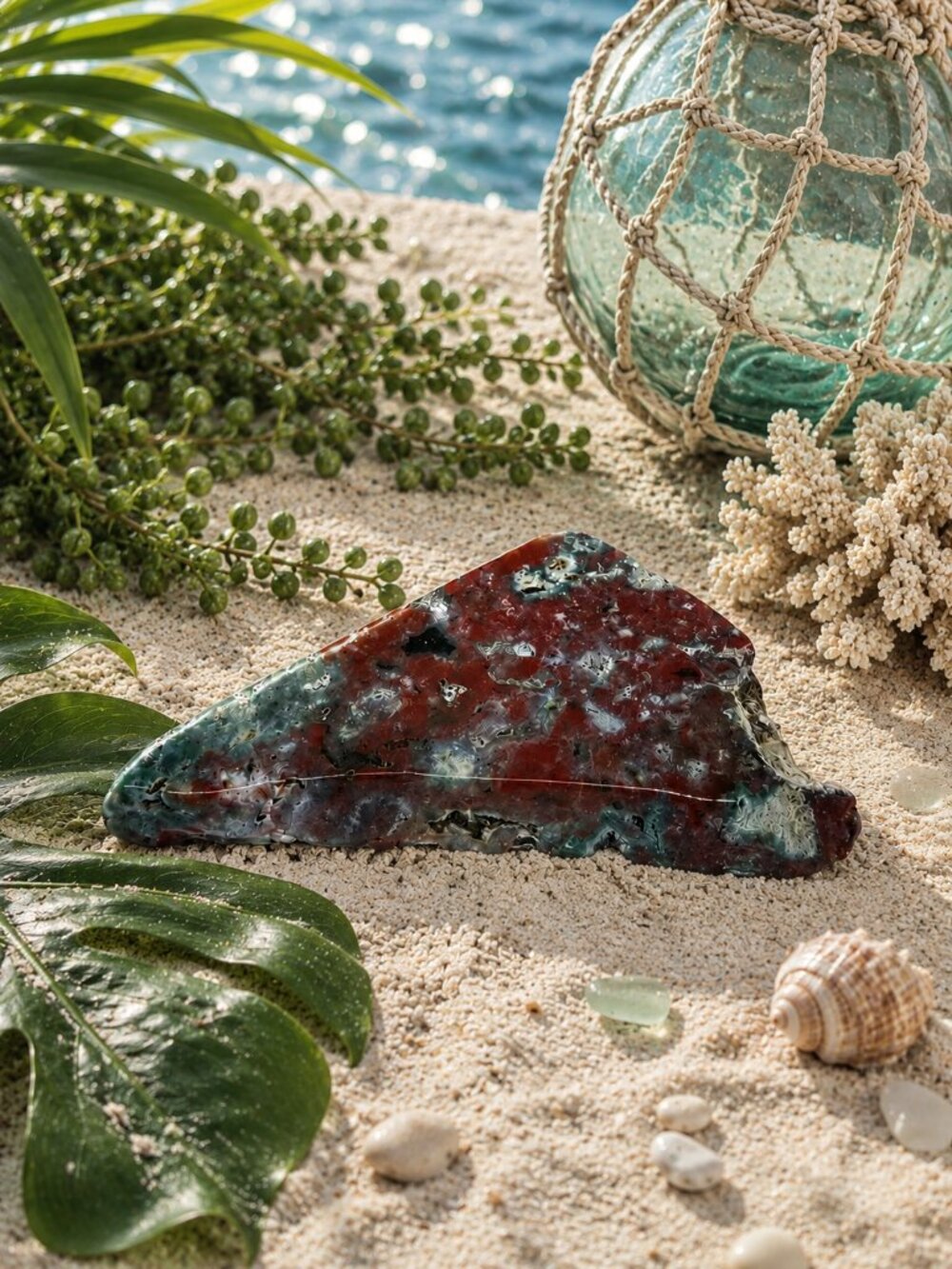 Polished Red and Green Ocean Jasper Slab ROCK